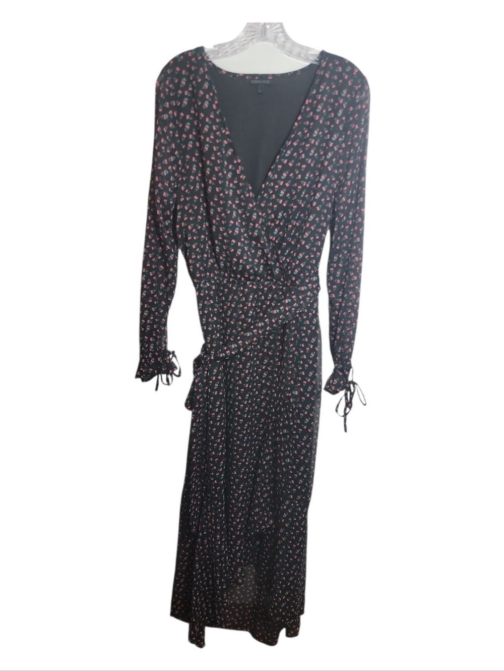 Kendall & Kylie floral faux wrap long sleeve maxi dress women's size large
